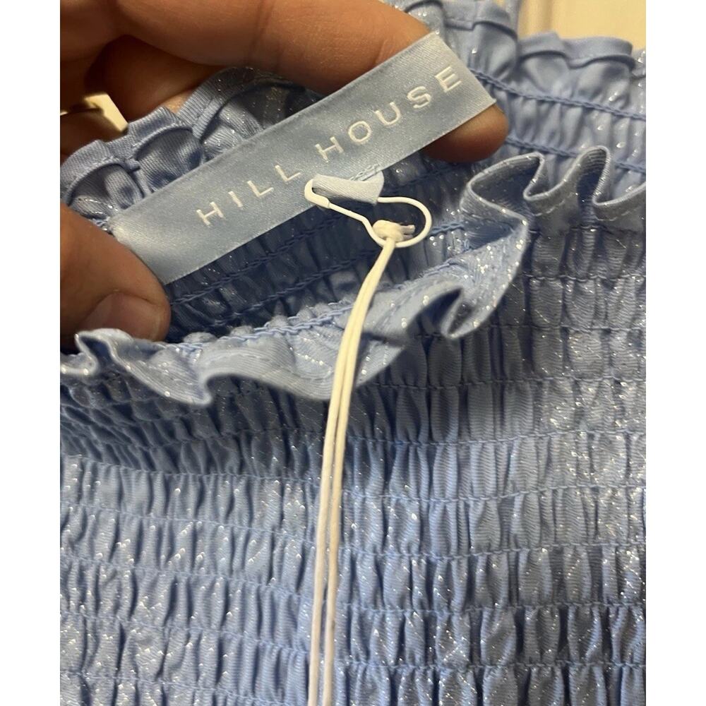 NWT Hill House The Athena Nap Dress in Light Blue Glitter Check Size XS New - Picture 2 of 6